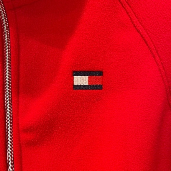 Tommy Hilfiget Red Fleece Zipper Down Jacket.Size L - Picture 12 of 15